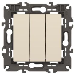 14-1107-02 ЭРА Выключатель тройной, 10АХ-250В, IP20, Эра Elegance, сл.кость | Elegance Слоновая кость