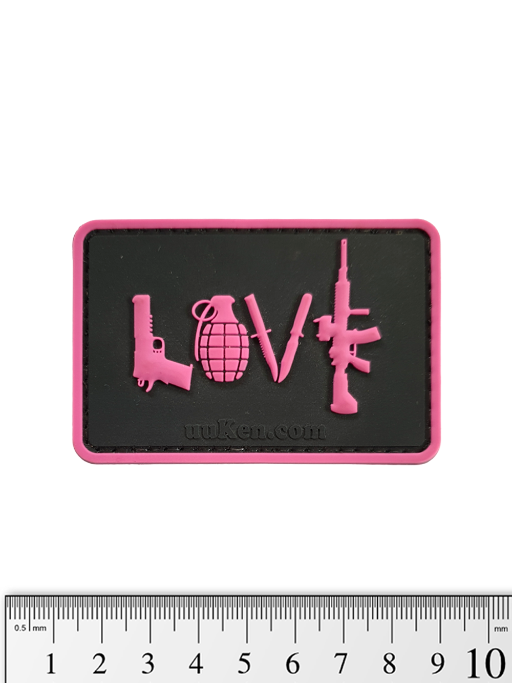 Шеврон Love Guns PVC. Чёрный с розовым