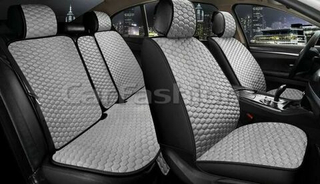 Накидки сидений ПОЛНЫЙ CarFashion (кт) -«SOTA PLUS» 22666 -Велюр серый/черный/шов серый