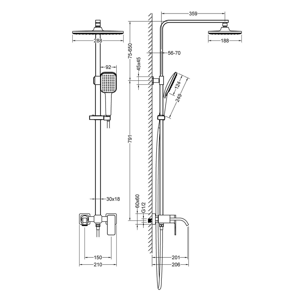 Душевая стойка Timo Selene SX-1013 хром