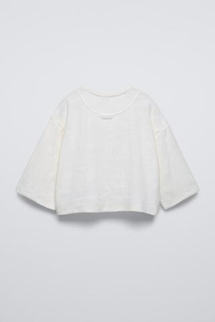 ZARA ТОП ИЗ РЕЛЬЕФНОЙ ТКАНИ, ЖЕЛТОВАТО-БЕЛЫЙ