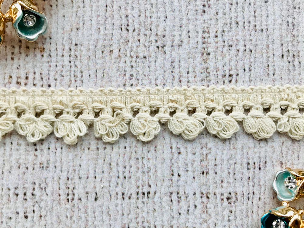 Кружево хлопковое/Тесьма вязаная, ш. 2 см, слоновая кость