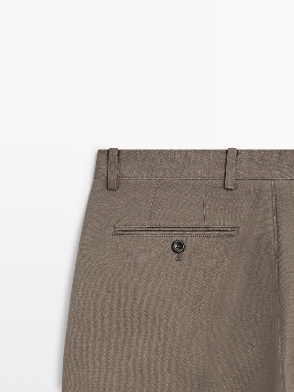 Massimo Dutti Зауженные брюки из хлопка и льна, кротово-коричневый