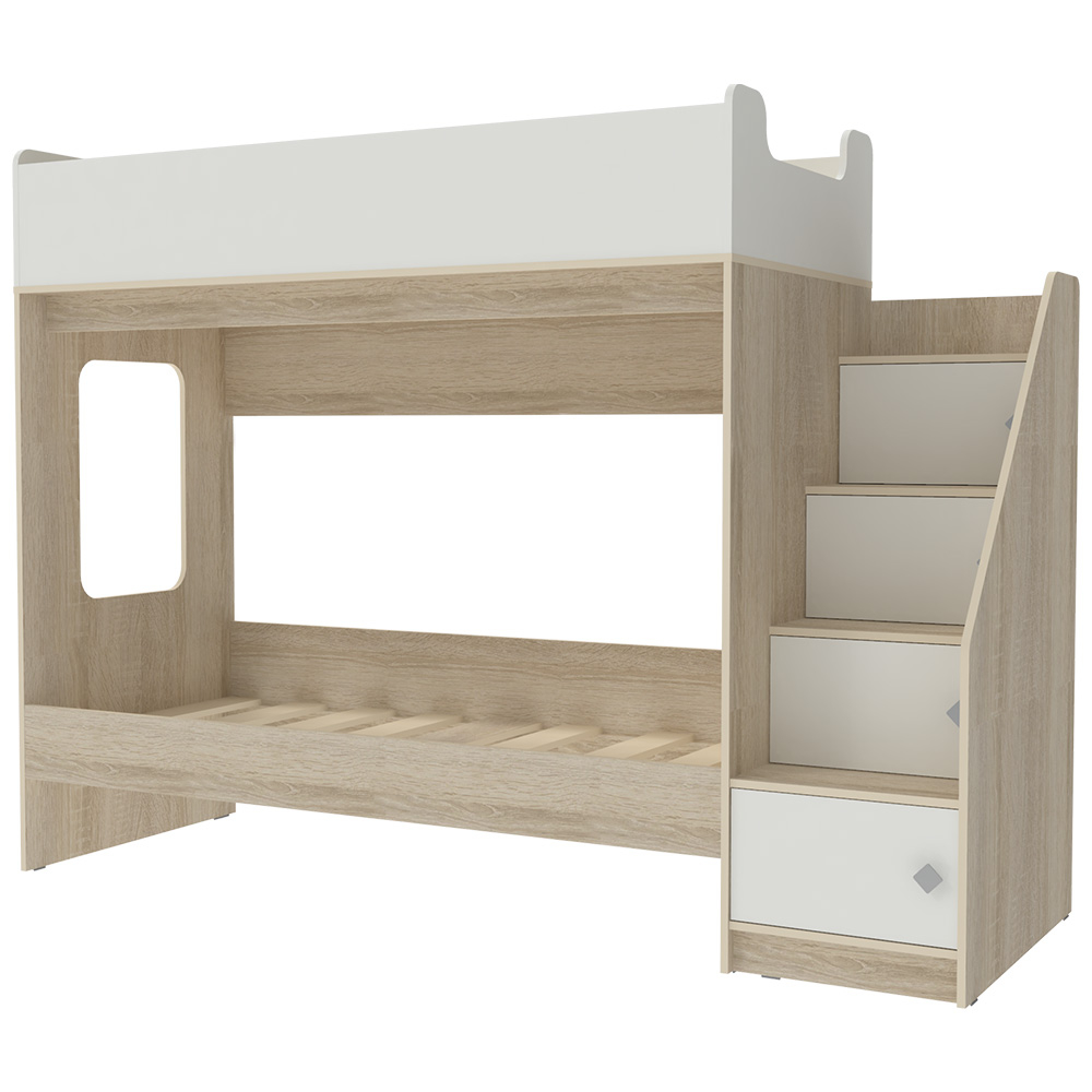 Двухъярусная кровать КарИВи Л-Д602.3 75х190 Дуб Сонома Белый