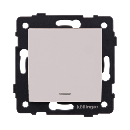 Выключатель 1-клавишный 10А/250В с LED подсветкой, кашемир матовый Kollinger REA-S-002CM для Aspekt, Eleganz, Reflex