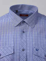 Сорочка мужская VESTER длинный рукав, цвет синий, клетка, хлопок/пэт 50314 49