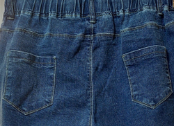 Джинсы женские тонкие весенние летние синие деним стрейчевые на резинке бананы с подворотом на шнурке большой размер плюс гигант великан 34 35 36 38 58 7xL 6XL 5XL