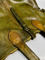 Женская премиальная горчично-оливковая сумка из натуральной кожи "Венеция"