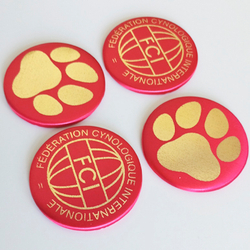 Закатной центр с тканевым покрытием 56 мм. (цвет ткани в ассортименте), печать ЗОЛОТО металлизированное.