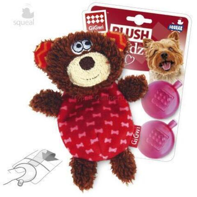 75303 Игрушка для собак Мишка со сменными пищалками 13см, серия PLUSH FRIENDZ, Gigwi
