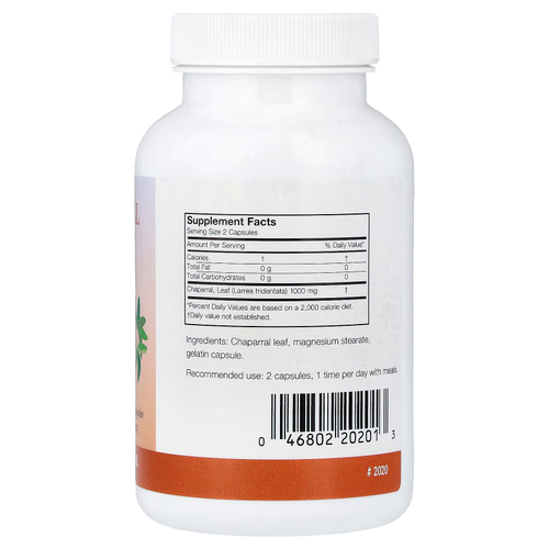 Arizona Natural, чапараль, 180 капсул (500 мг в 1 капсуле)