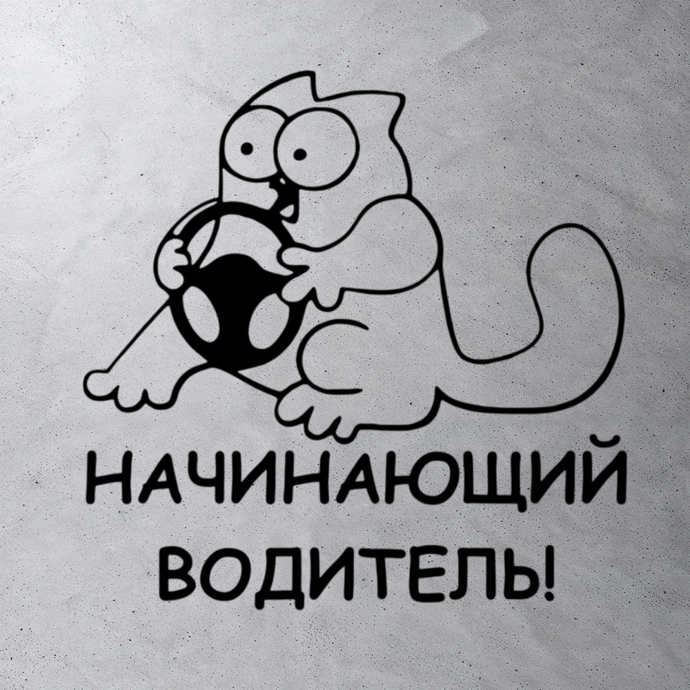 Виниловая наклейка на авто "Начинающий водитель" кот Саймона