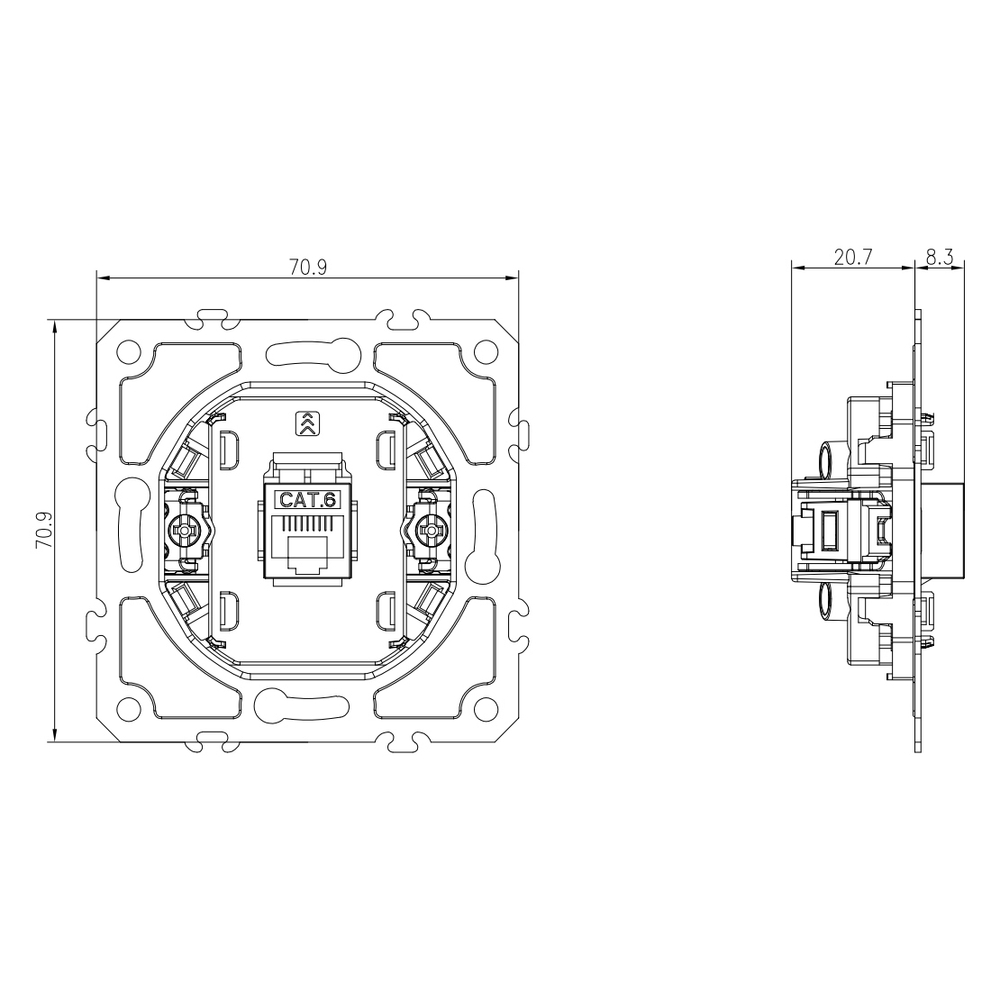 Механизм розетки RJ45 одиночная cat.6/ClassE-8, серия DB