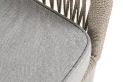 "Канны" диван 2-местный плетеный из роупа, каркас алюминий светло-серый (RAL7035) муар, роуп серый меланж круглый, ткань светло-серая