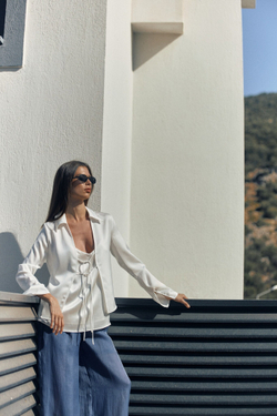 Топ шелковый на подкладке Mollen белый