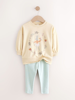 Толстовка и легинсы в комплекте для девочки Next E51-358, Светло-желтый, Мятный
