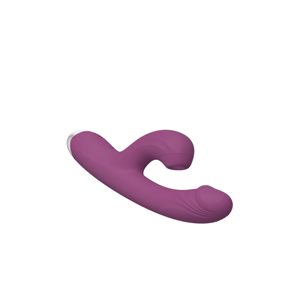 Фиолетовый силиконовый вибратор-кролик с вакуумным клиторальным отростком