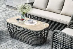 "Ницца" лаунж-зона из искусственного ротанга, цвет серый