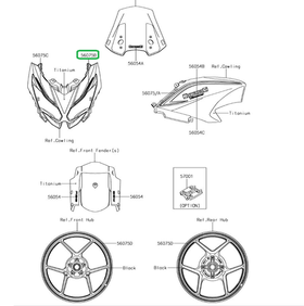 56075-2525. PATTERN,UPP COWL.,LH. Kawasaki