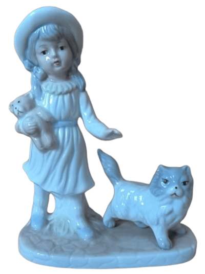 Фарфоровая статуэтка "Девочка с кошкой" Preuss.Porz