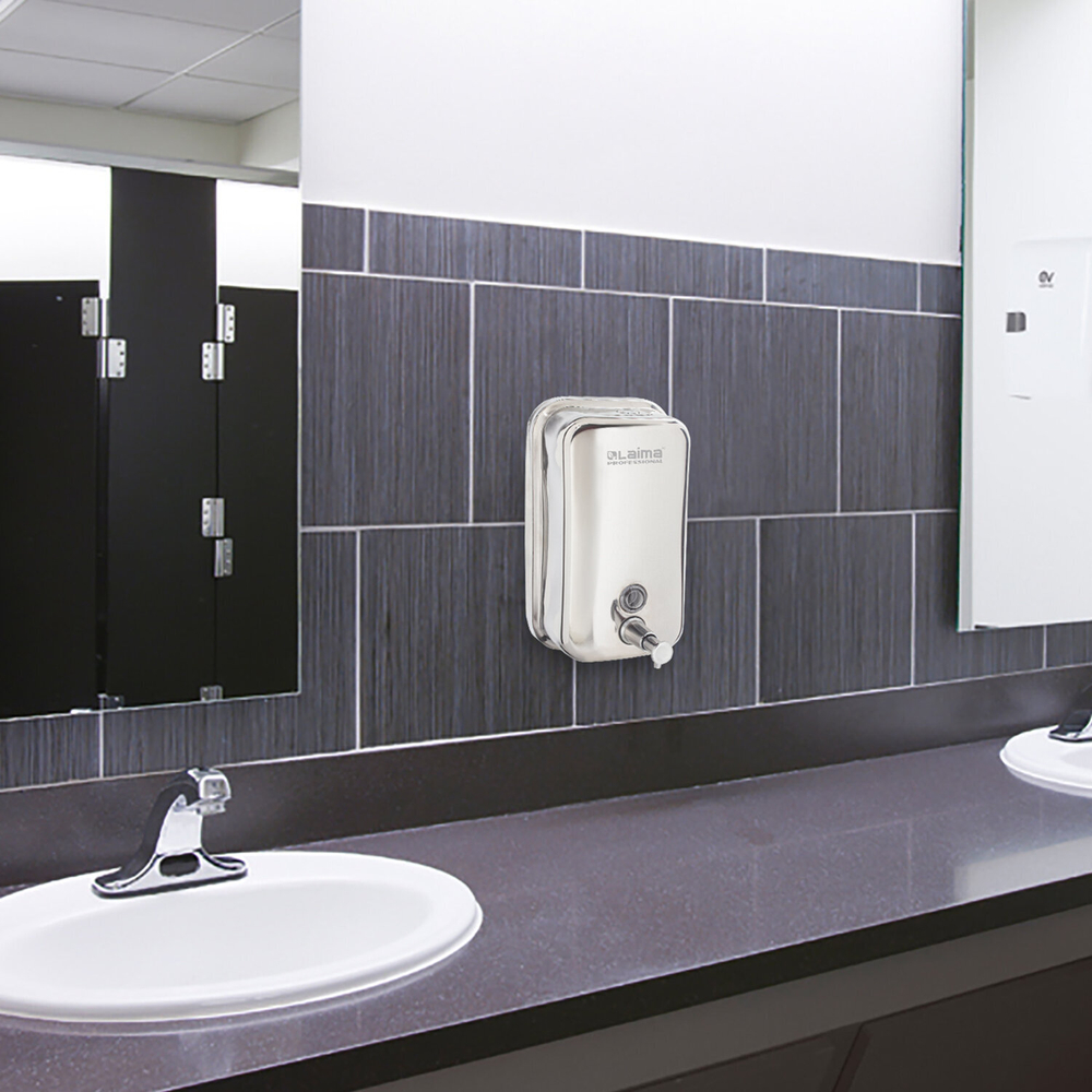 Дозатор для жидкого мыла LAIMA PROFESSIONAL INOX (гарантия 3 года), 1 л, нержавеющая сталь, зеркальный.