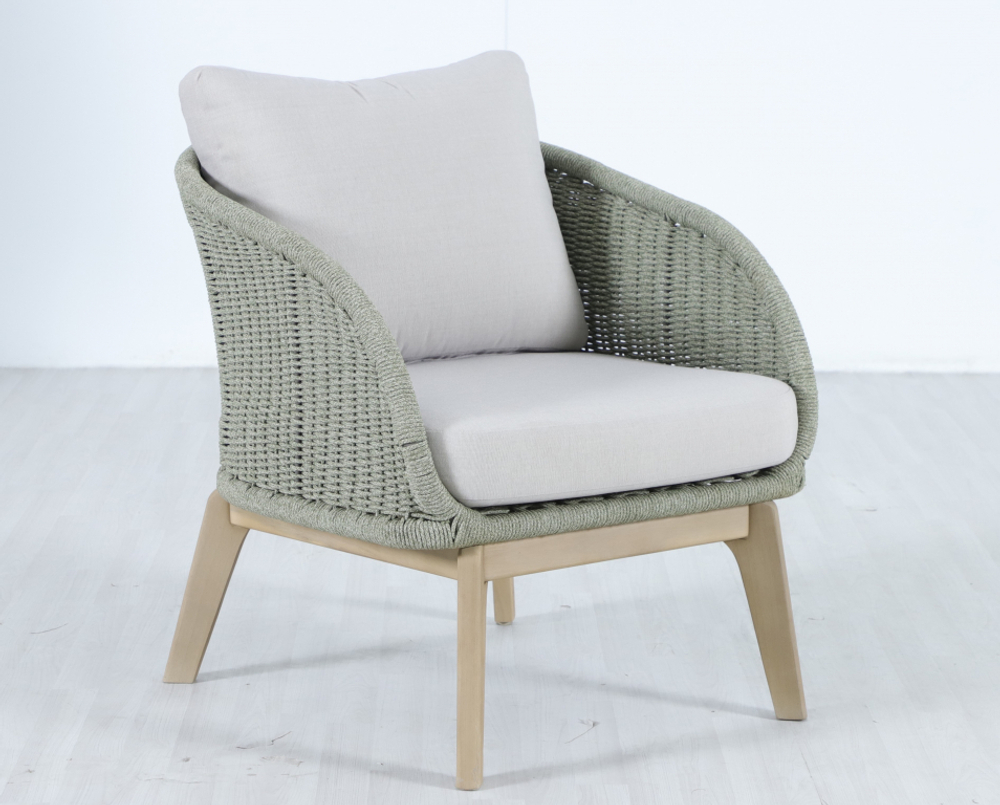 Кресло деревянное с подушками Tagliamento Madrague, светлый тик, бежевый