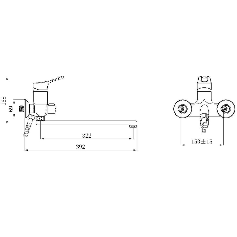 Смеситель для ванны, РМС, с картриджем, хром, SL120-006E