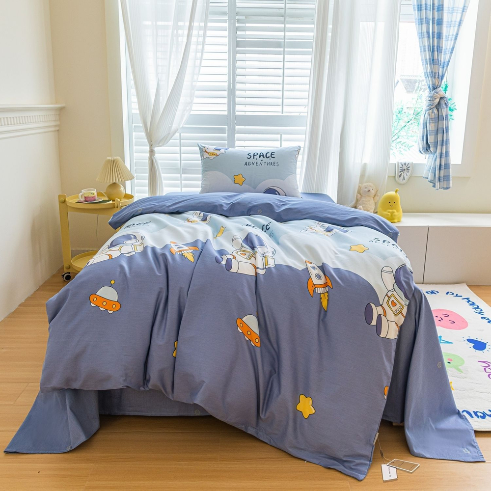 Комплект постельного белья на резинке Сатин Люкс KIDS 100% хлопок CDKR065 1.5-спальный наволочки 50x70