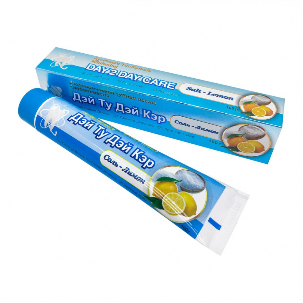 DAY2DAY Toothpaste Зубная паста Отбеливающая с солью и лимоном 100г