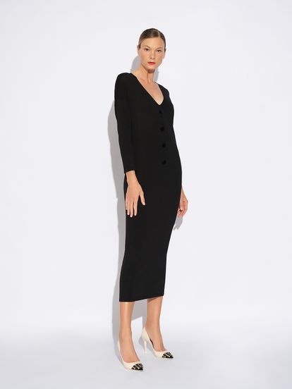 Женское платье черного цвета из шелка и вискозы - фото 3