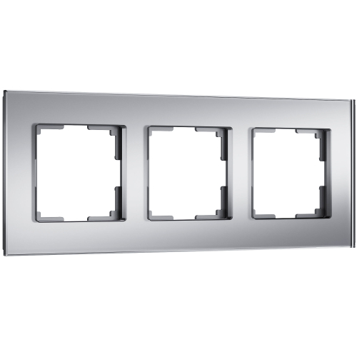 Рамка из стекла на 3 поста Senso серебряный soft-touch W0033106