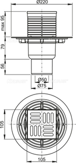 Сливной трап AlcaPlast APV2311 105 x 105/50/75