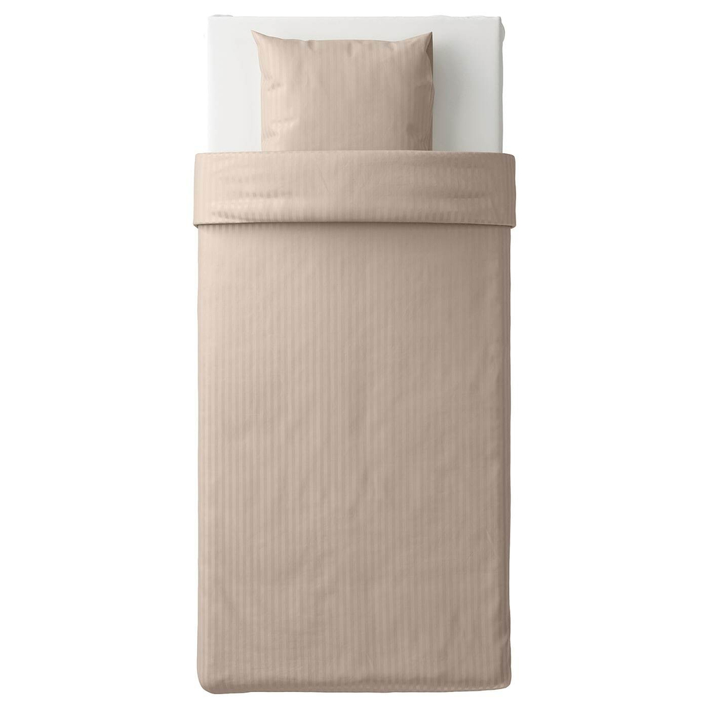 IKEA NATTJASMIN  (ИКЕА НАТТЙАСМИН)  -  Пододеяльник и наволочка, светло-бежевый, 150x200/50x60 см