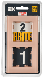 BRITE Рамка 2-местная РУ-2-2-БрП стекло персиковый матовый IEK