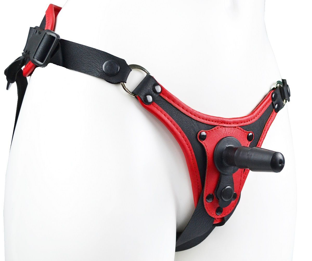 Красно-черные универсальные трусики с 2 способами крепления насадок (Цвет: красный с черным)