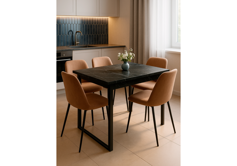 Стол деревянный Woodville Форли 90(150)х67 файерстоун, черный матовый