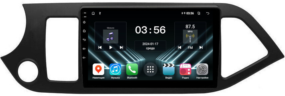 Магнитола для KIA Picanto 2011-2016 - FarCar DX217M монитор 9" IPS на Android 13, 4+64Гб, CarPlay