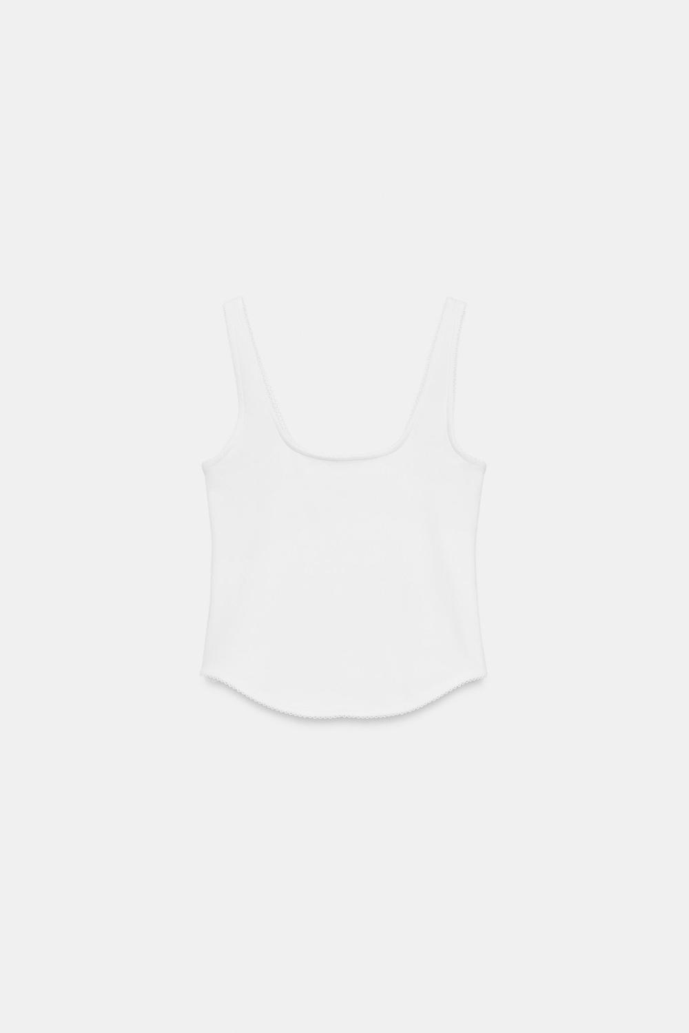 ZARA ТОП В РУБЧИК НА БРЕТЕЛЯХ, БЕЛЫЙ