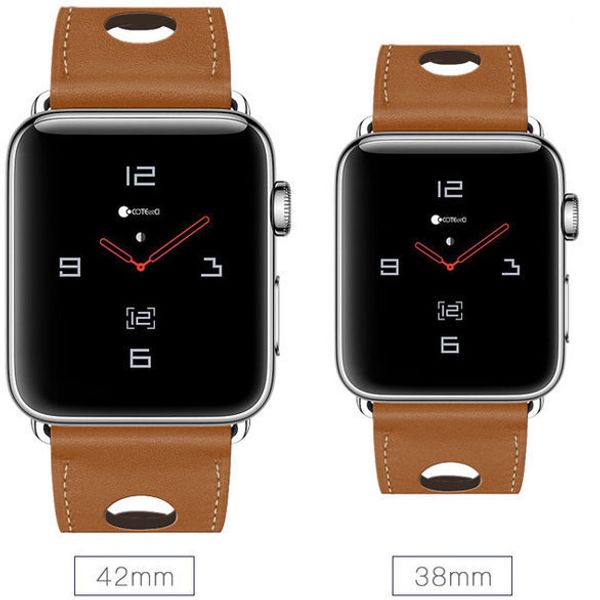 Ремешок кожаный COTEetCI W15 Fashion LEATHER с отверствиями (WH5221-KR-42) для Apple Watch 44мм/ 42мм Коричневый