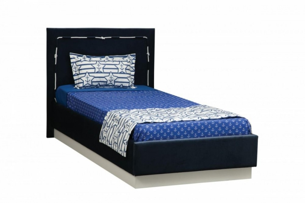 Кровать с настилом Севилья-15 (ягуар нэви/микровелюр якорь)