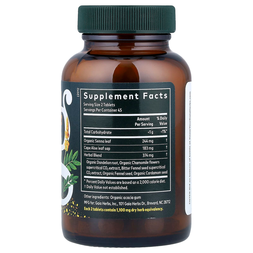 Gaia Herbs, натуральное слабительное средство, 90 таблеток