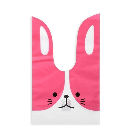 Мешок подар. ПВХ с ушами 13*22см "Заяц" розовый 50шт/уп