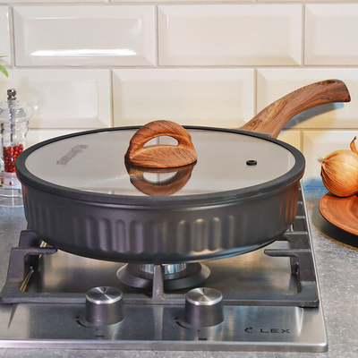 Сковорода 28см Ristretto Stella, а/пр литая со стеклянной крышкой