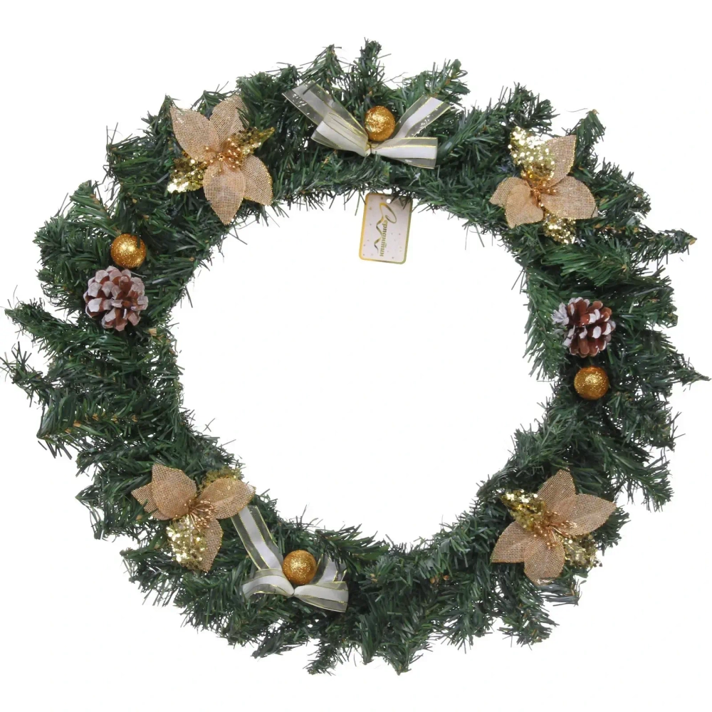 Венок хвойный «Зимние подарки» d-50 см, золото