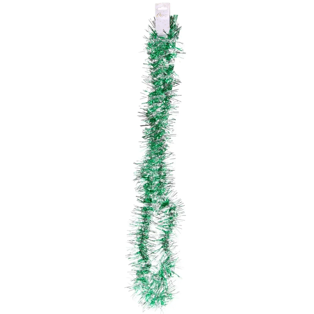 Мишура «Огонёк» 2 м 9 см, Серебро/Зеленый