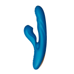 Голубой вибратор-кролик 22,2см с возвратно-поступательными движениями, вакуумом и подогревом BeYourLover Otto Blue Z139