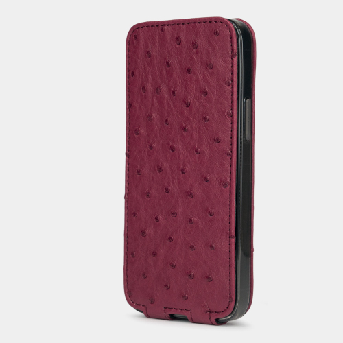 Чехол для iPhone 14 Pro из кожи страуса, цвета фуксии