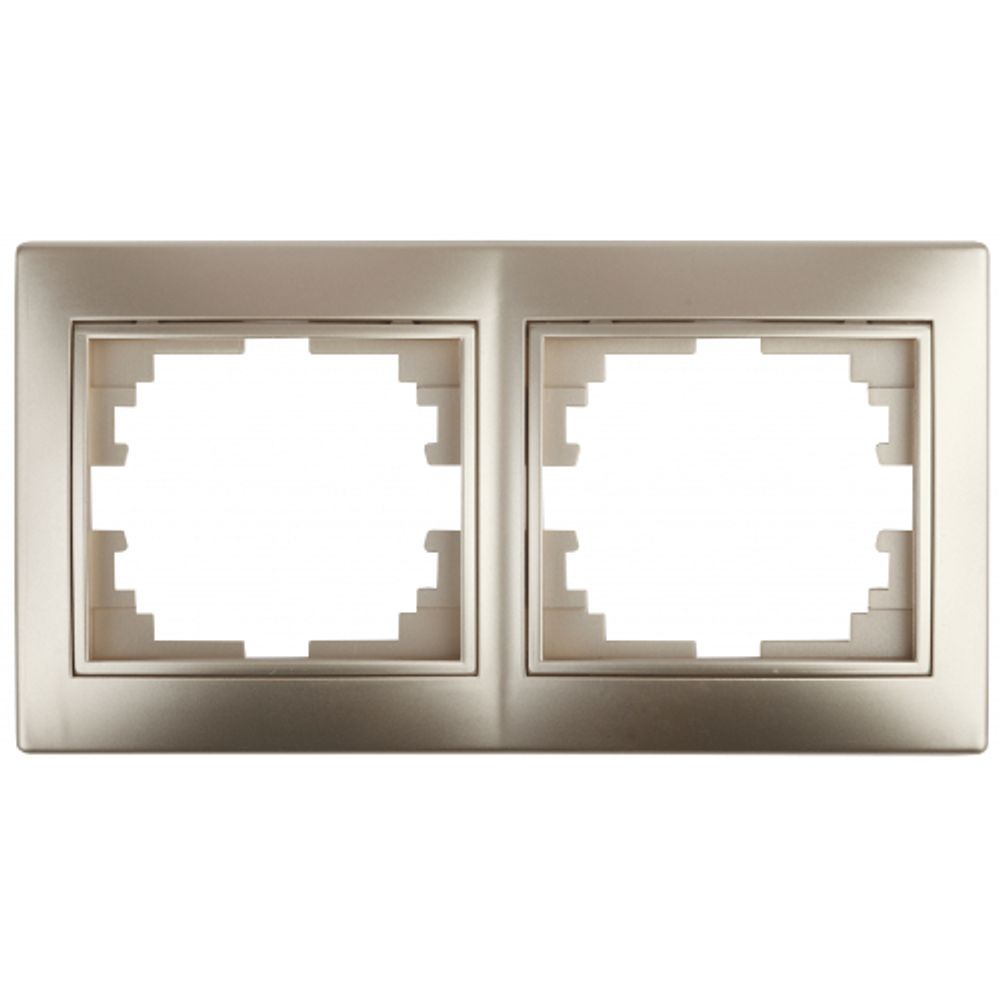 Рамка для розеток и выключателей Intro Plano 1-502-04 на 2 поста горизонтальная, СУ, шампань
