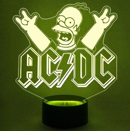 Ночник "Рок-Группа ACDC c Гомером Симпсоном"