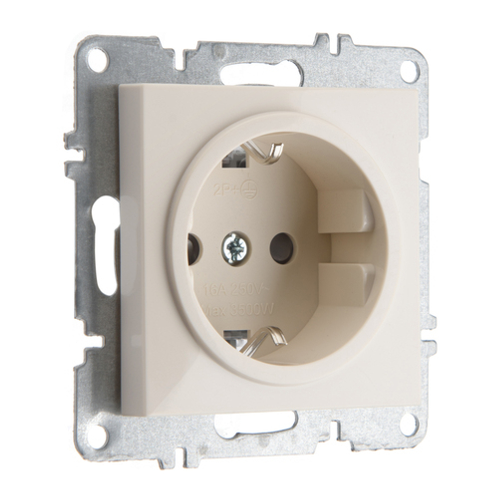 Розетка с заземлением ARVIA Electric, со шторками, 16А 250В, слоновая кость 50021000243